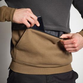 Decathlon 500 Solognac Bej Erkek Kapüşonlu Sweatshirt