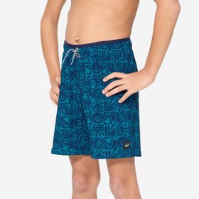 Decathlon Atao Mavi Desenli Çocuk Uzun Deniz Şortu