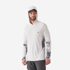 Decathlon Caperlan 500 Uv Korumalı Açık Gri Balıkçılık Kapüşonlu Uzun Kollu Uv Tişört