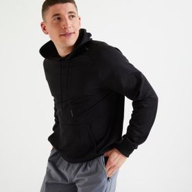 Decathlon Domyos 100 Fitness Kardiyo Erkek Siyah Kapüşonlu Sweatshirt
