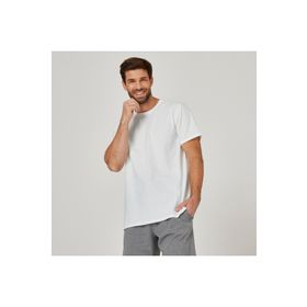 Decathlon Domyos 100 Regular Fitness Hafif Antrenman Erkek Beyaz Spor Tişörtü