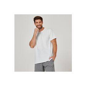 Decathlon Domyos 100 Regular Fitness Hafif Antrenman Erkek Beyaz Spor Tişörtü
