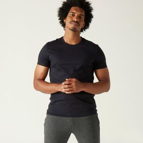 Decathlon Domyos 100 Regular Fitness Hafif Antrenman Erkek Siyah Spor Tişörtü