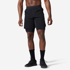 Decathlon Domyos 500 Fitness Erkek Siyah 2'si 1 Arada Spor Şortu