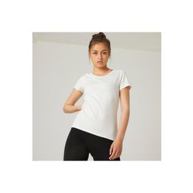 Decathlon Domyos 500 Regular Fitness Hafif Antrenman Beyaz Kadın Spor T-shirt