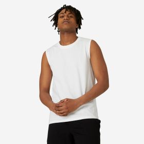 Decathlon Domyos 500 Slim Fitness Hafif Antrenman Erkek Beyaz Spor Tişörtü