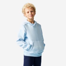 Decathlon Domyos Açık Mavi Pamuklu Kapüşonlu Erkek Çocuk Sweatshirt