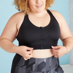 Decathlon Domyos Bra 920 Siyah Büyük Beden Fitness Kardiyo Fermuarlı Sporcu Sütyeni