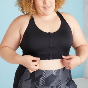 Decathlon Domyos Bra 920 Siyah Büyük Beden Fitness Kardiyo Fermuarlı Sporcu Sütyeni