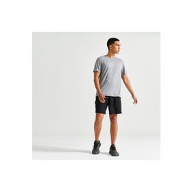 Decathlon Domyos Erkek 100 Fitness Alacalı Gri Spor Tişörtü