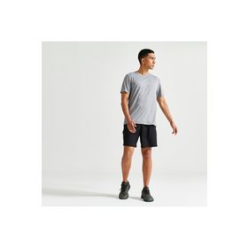 Decathlon Domyos Erkek 100 Fitness Alacalı Gri Spor Tişörtü