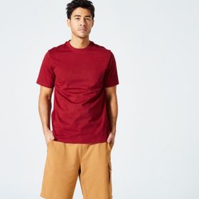 Decathlon Domyos Erkek 500 Essentials Fitness Kırmızı Bordo Regular Spor Tişörtü