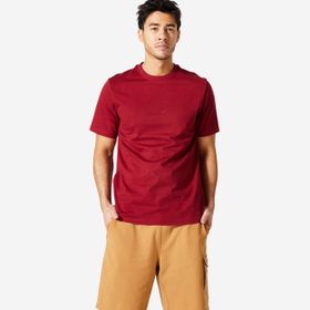 Decathlon Domyos Erkek 500 Essentials Fitness Kırmızı Bordo Regular Spor Tişörtü