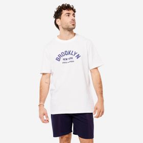 Decathlon Domyos Erkek Buz Beyazı 500 Essentials Fitness Regular Spor Tişörtü