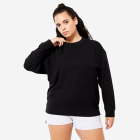 Decathlon Domyos Kadın Siyah Fitness Hafif Antrenman Oversize Sweatshirt