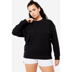 Decathlon Domyos Kadın Siyah Fitness Hafif Antrenman Oversize Sweatshirt