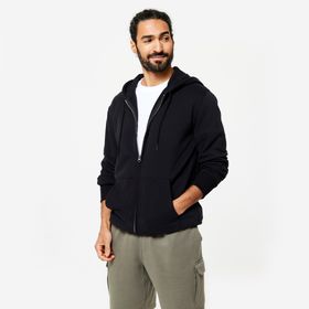 Decathlon Domyos Siyah Kapüşonlu Fermuarlı Erkek Sweatshirt