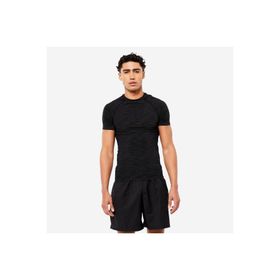 Decathlon Domyos Siyah Kısa Kollu Bisiklet Yaka Spor Kas Geliştirme Erkek T-Shirt
