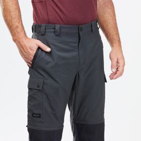 Decathlon Forclaz MT100 Erkek Gri Modüler Dayanıklı 2'si 1 Arada Outdoor Trekking Pantolon
