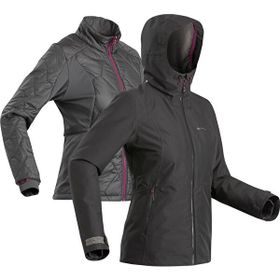 Decathlon Forclaz Travel 500 Siyah Kadın 8°C 3'ü 1 Arada Outdoor Trekking Yağmurluğu