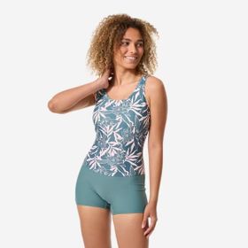 Decathlon Haki Dova Kadın U Kesim Sırt Detaylı Şortlu Mayo
