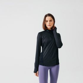 Decathlon Kalenji Dry+ Uzun Kollu Siyah Kadın Koşu T-shirt