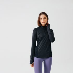 Decathlon Kalenji Dry+ Uzun Kollu Siyah Kadın Koşu T-shirt