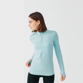 Decathlon Kalenji Run Warm Açık Mavi Uzun Kollu Kadın Koşu T-shirt