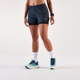 Decathlon Kiprun Run 500 Confort Siyah 2'si 1 Arada Koşu Kadın Şort