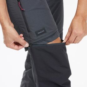Decathlon MT100 Forclaz Gri Siyah Kadın Modüler Outdoor Pantolon