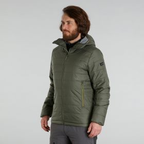 Decathlon MT100 Forclaz Outdoor Trekking Kapüşonlu Sentetik Haki Erkek Şişme Mont