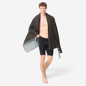 Decathlon Nabaiji Siyah Gri Çizgili 110x175 cm Mikrofiber Havlu
