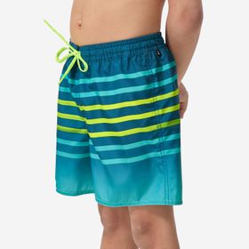 Decathlon Olaian 100 Kısa Turkuaz Çizgili Unisex Çocuk Deniz Şortu