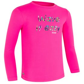 Decathlon Olaian 100 Uv Korumalı Pembe Baskılı Unisex Çocuk Uzun Kollu T-shirt