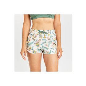 Decathlon Olaian Beyaz Desenli Tini Kadın Kısa Deniz Şortu Boardshort
