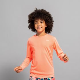 Decathlon Olaian Çocuk Uv Korumalı Mercan Rengi Water Uzun Kollu Sörf Tişörtü