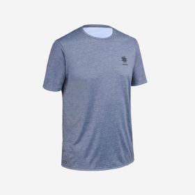 Decathlon Olaian Gri Desenli Water Erkek Standart Kalıp Kısa Kollu Uv Korumalı Tshirt