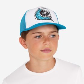Decathlon Olaian Mavi Beyaz Desenli Çocuk Trucker Sörf Şapkası