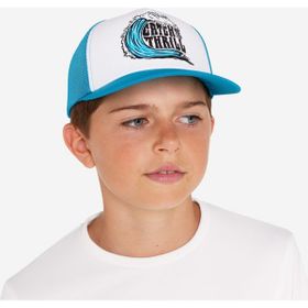 Decathlon Olaian Mavi Beyaz Desenli Çocuk Trucker Sörf Şapkası