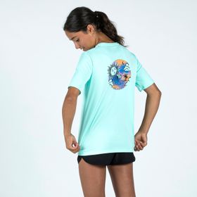Decathlon Olaian Turkuaz 100 Çocuk Standart Kalıp Kısa Kollu Uv Korumalı T-shirt