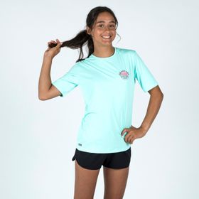 Decathlon Olaian Turkuaz 100 Çocuk Standart Kalıp Kısa Kollu Uv Korumalı T-shirt