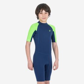 Decathlon Olaian Yulex 100 1.5 mm Mavi Yeşil Çocuk Sörf Shorty