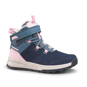 Decathlon Quechua SH500 Mavi Pembe Deri Çocuk Outdoor Su Geçirmez Kar Botu