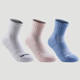 Decathlon RS 500 Orta Konçlu 3 Çift Beyaz Mavi Unisex Çocuk Tenis Çorabı