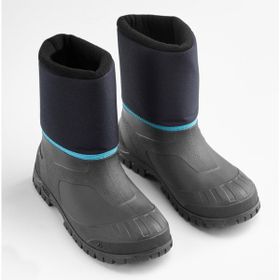 Decathlon Sh100 Warm Quechua Su Geçirmez Mavi Deri Çocuk Kar Botu