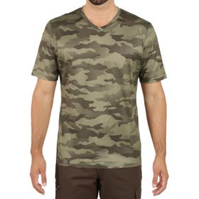 Decathlon Solognac 100 Kısa Kollu Kamuflaj Desenli Yeşil Erkek T-shirt