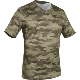 Decathlon Solognac 100 Kısa Kollu Kamuflaj Desenli Yeşil Erkek T-shirt