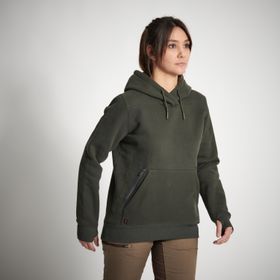 Decathlon Solognac 500 Avcılık ve Doğa Gözlemi Yeşil Kapüşonlu Kadın Sweatshirt