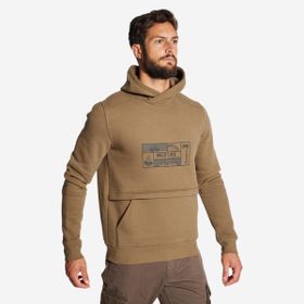 Decathlon Solognac 500 Logo Bej Avcılık ve Doğa Gözlemi Erkek Kapüşonlu Sweatshirt