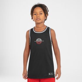 Decathlon Tarmak Çocuk Siyah Kırmızı T500R Çift Taraflı Kolsuz Basketbol Forması